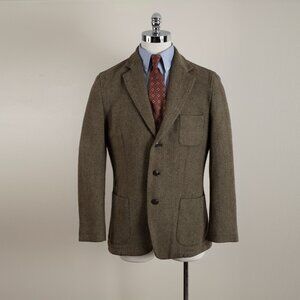 G.H. Bass Wool Blend Herringbone Tweed Blazer Three Button Brown Size Large